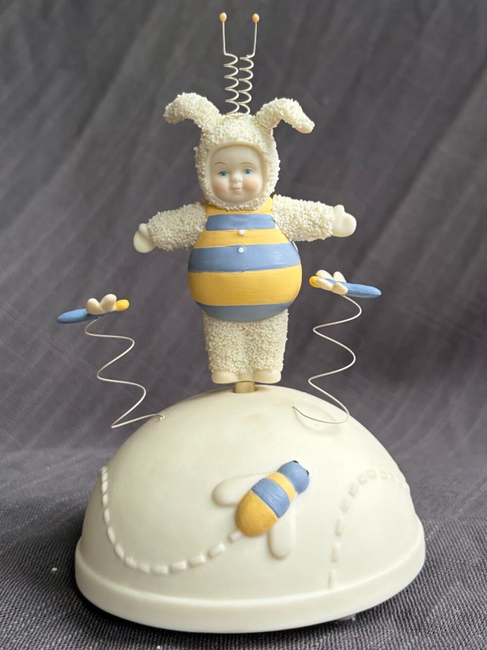 Dept 56 Snowbabies Bumblebee Figurine on Wire Spring Dome Base